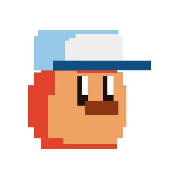 Pixel χαρακτήρα παιχνιδιών βίντεο με καπάκι — Διανυσματικό Αρχείο