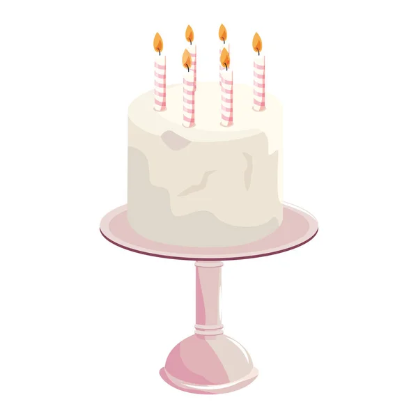 誕生日ケーキが白い背景の上に立つ — ストックベクタ