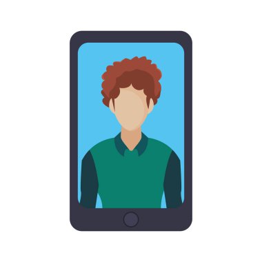 adam beyaz arka plan üzerinde smartphone içinde