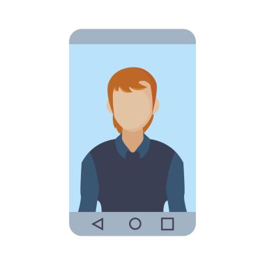 adam beyaz arka plan üzerinde smartphone içinde