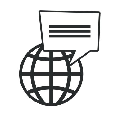 Beyaz arka plan üzerinde dünya konuşma balonu