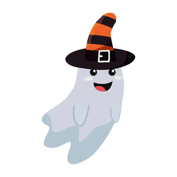 Fantasma de Halloween con sombrero de bruja — Archivo Imágenes Vectoriales