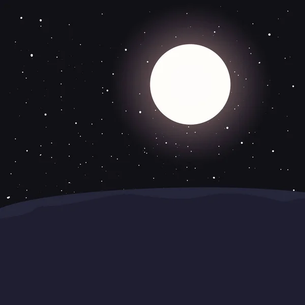 Νύχτα Πανσέληνο Αστέρια Σκούρο Τοπίο Διανυσματικά Εικονογράφηση Διανυσματικά Εικονογράφηση — Διανυσματικό Αρχείο