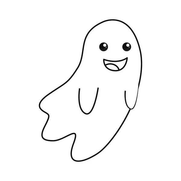 Happy Halloween Spöke Vit Bakgrund Vektorillustration — Stock vektor