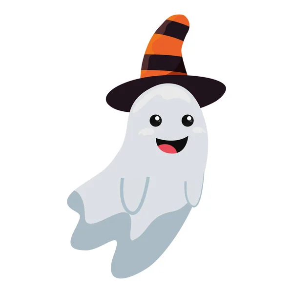 Fantasma de Halloween con sombrero de bruja — Archivo Imágenes Vectoriales