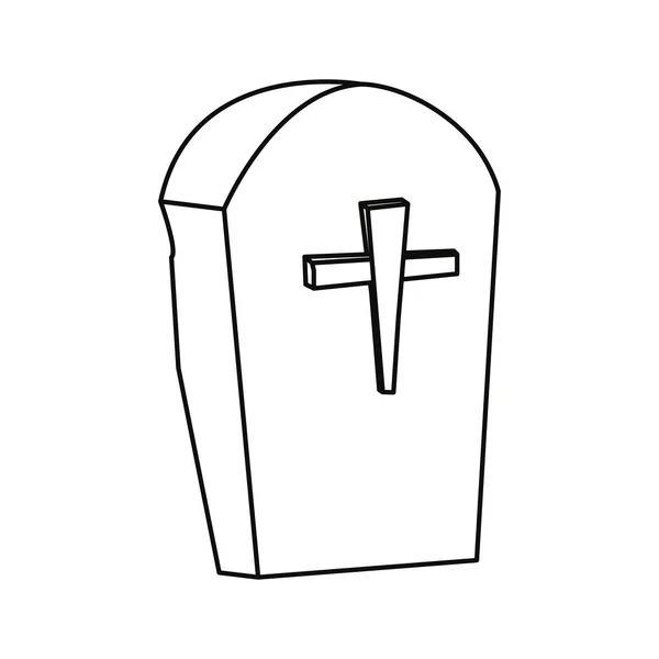 Lápida cruz sobre fondo blanco — Vector de stock