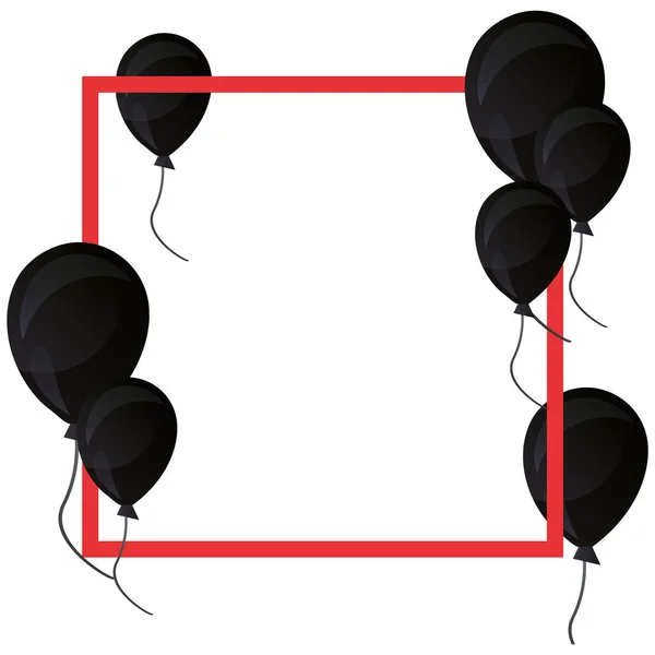 Balon dekorasyon beyaz arka plan üzerinde çerçeve — Stok Vektör
