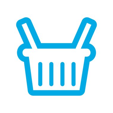 beyaz zemin üzerine mavi alışveriş sepeti