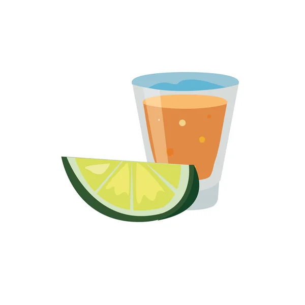 Tequila ital, citromos szelet — Stock Vector