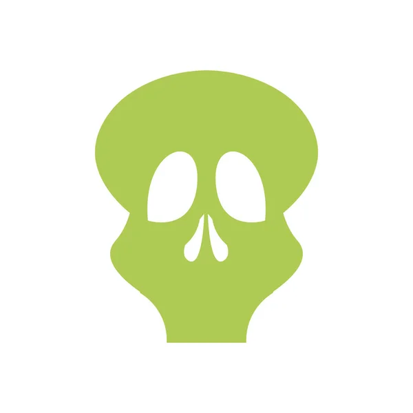 Crânio verde no fundo branco — Vetor de Stock
