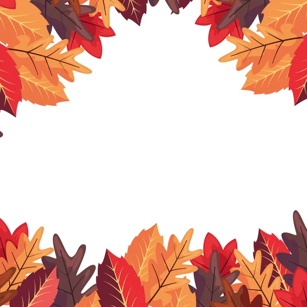 Осенние листья рамка украшения белый фон — стоковый вектор