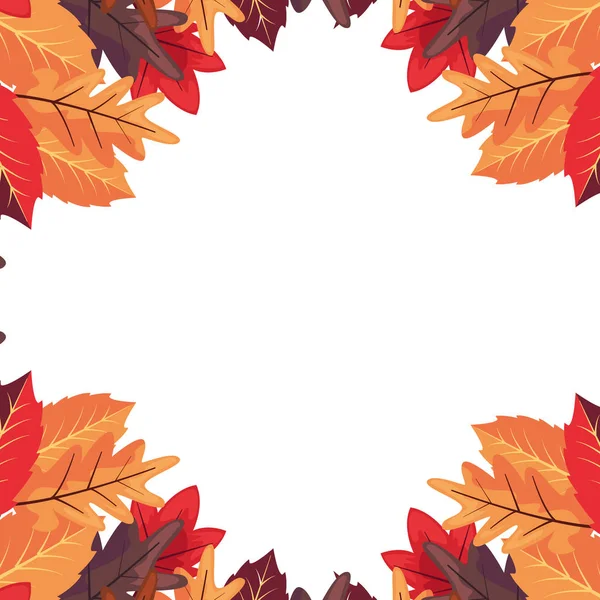 Podzimní listí rám dekorace bílé pozadí — Stockový vektor