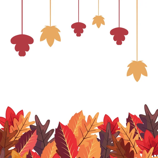 Otoño hojas marco decoración fondo blanco — Vector de stock