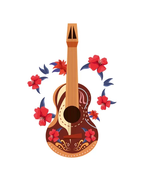 Traditional guitar and flowers — Stock Vector