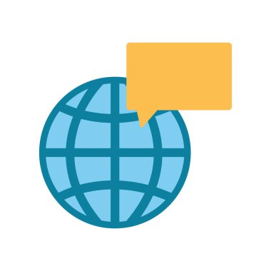 Beyaz arka plan üzerinde dünya konuşma balonu