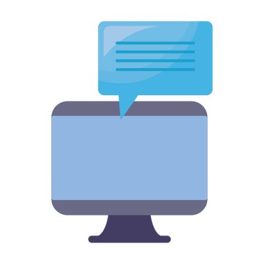 Beyaz arka plan üzerinde bilgisayar konuşma balonu