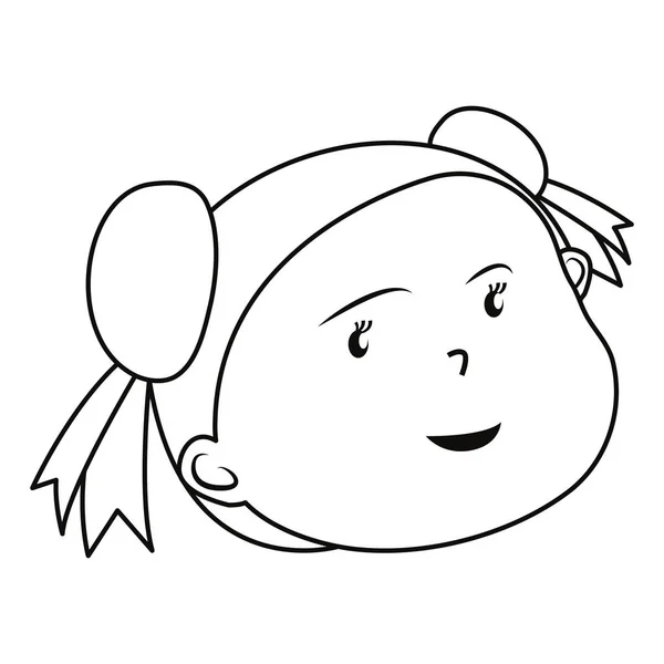 Linda cara de chica sobre fondo blanco — Vector de stock