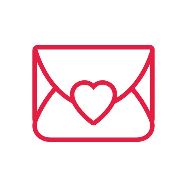 Mail Envelop Hart Love Happy Valentijnsdag Vectorillustratie — Stockvector
