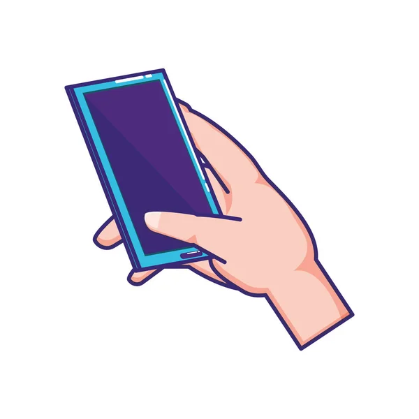 Mão usando dispositivo smartphone —  Vetores de Stock