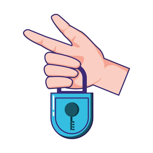 Main avec cadenas de sécurité — Image vectorielle