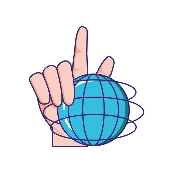 Hand met bol planeet browser — Stockvector