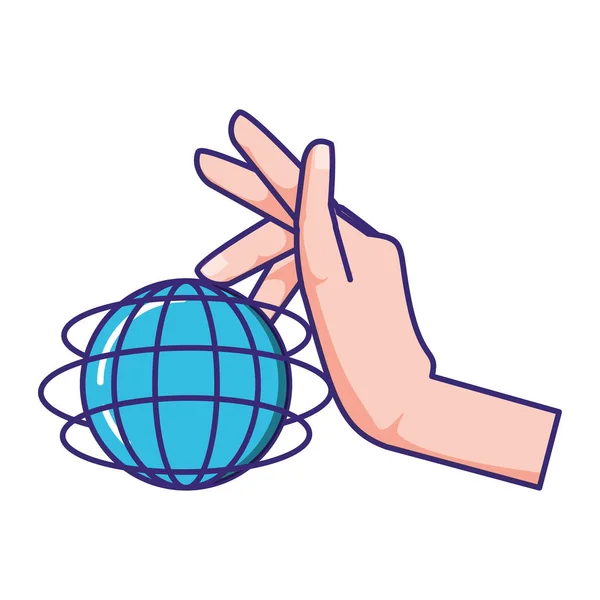 Рука с браузером sphere planet — стоковый вектор