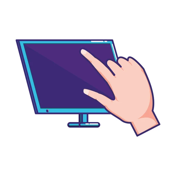 Hand mit Desktop-Computer — Stockvektor