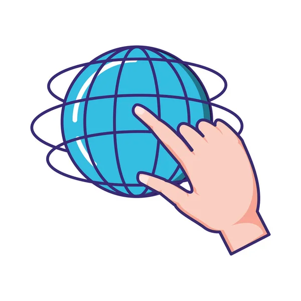 手与球体行星浏览器 — 图库矢量图片