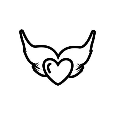 kalp aşk kanatları izole simgesiyle