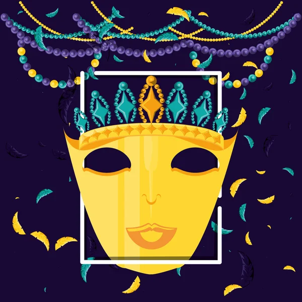 Máscara con corona reina del icono de celebración del carnaval — Archivo Imágenes Vectoriales