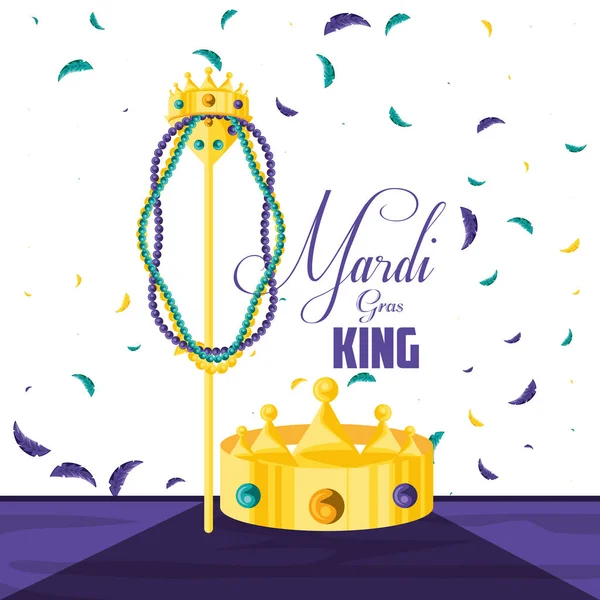 Coroa rei da celebração de mardi gras — Vetor de Stock