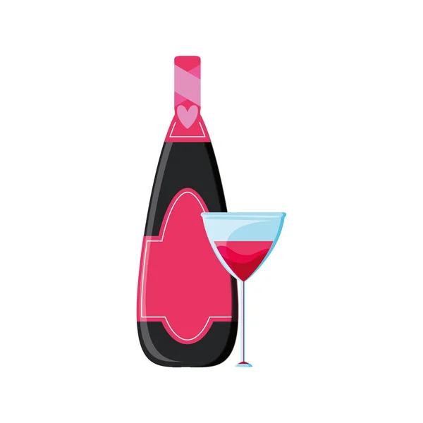 Weinflasche mit Glas — Stockvektor