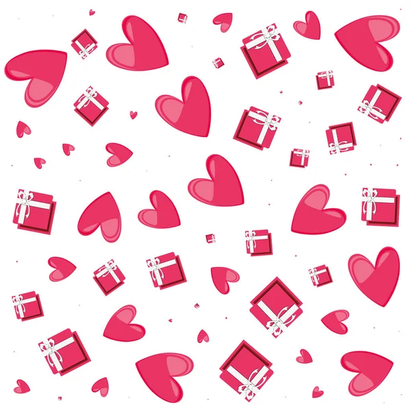 Patrón de corazones con regalos — Archivo Imágenes Vectoriales