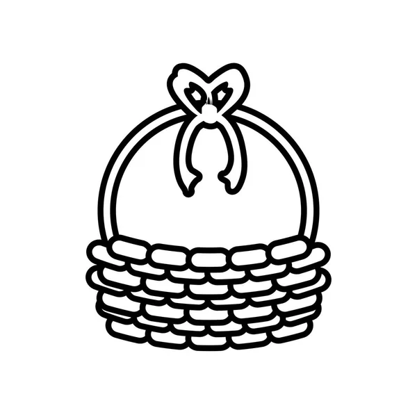 Wicker basket with bow isolated icon — Stock Vector