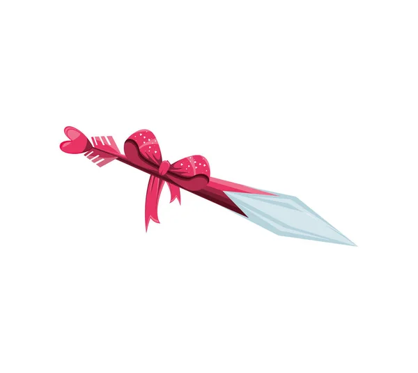 Cupid arrow with bow isolated icon — Stock Vector