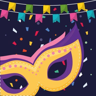 karnaval maskesi aksesuar ile asılı çelenk
