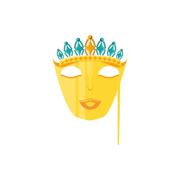 Máscara con corona de reina para carnaval en palo — Vector de stock