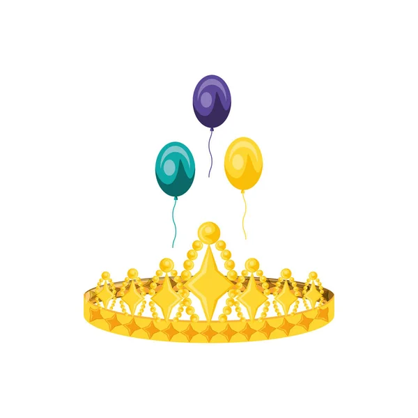 Corona reina con globos helio — Archivo Imágenes Vectoriales