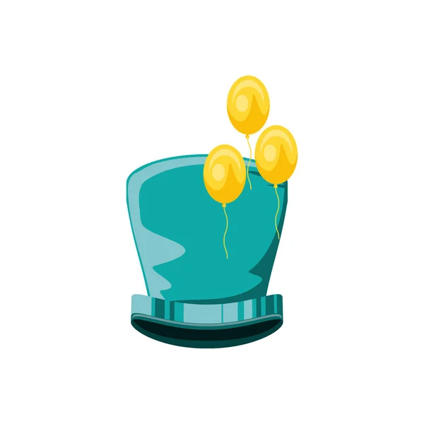 Chapéu de topo de carnaval com balões de hélio — Vetor de Stock