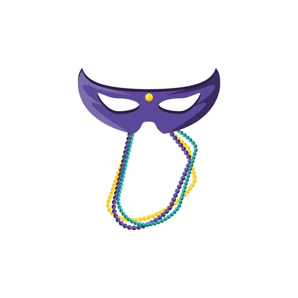 Mask carnival with necklaces isolated icon — Stock Vector