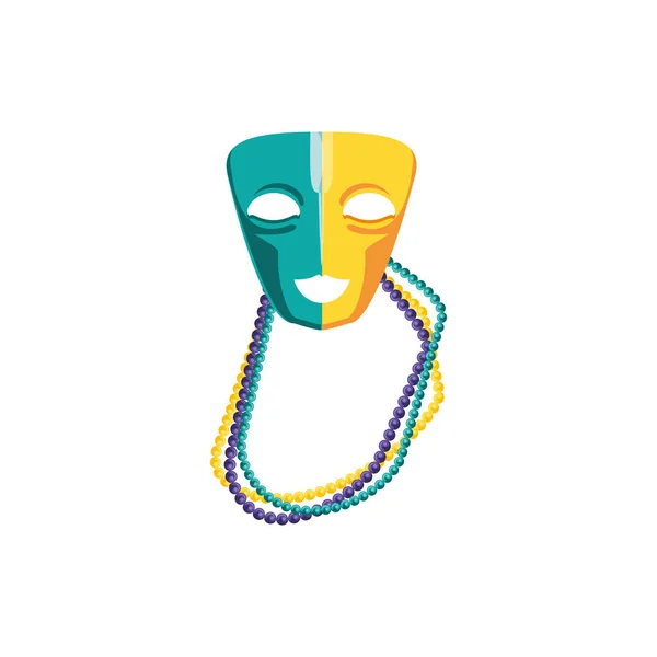 Carnaval máscara con collares icono aislado — Archivo Imágenes Vectoriales