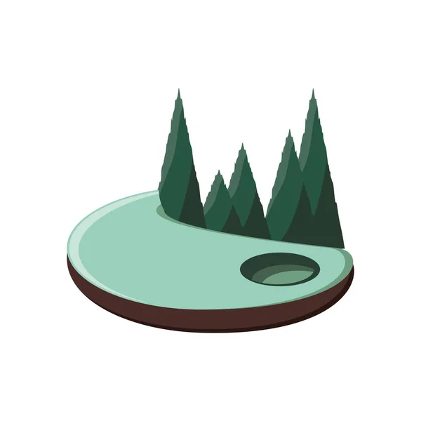 Campo de golf icono aislado — Vector de stock