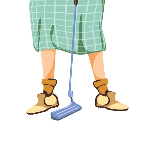 Golf player feet with stick — Stock Vector