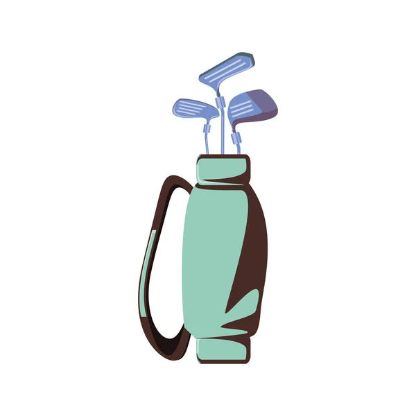 Bag with golf clubs isolated icon — Stock Vector
