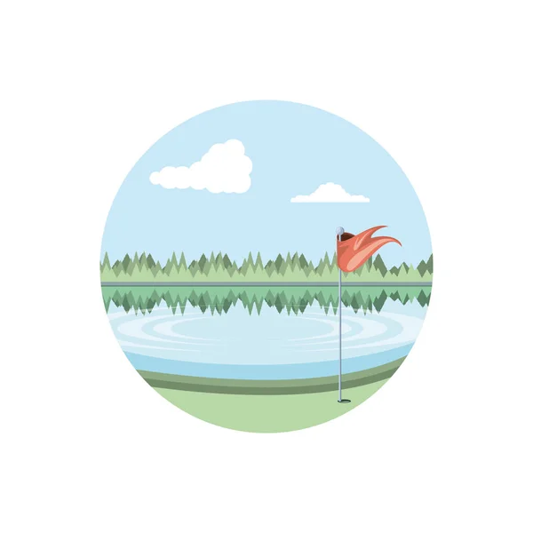 Cadre circulaire avec terrain de golf — Image vectorielle