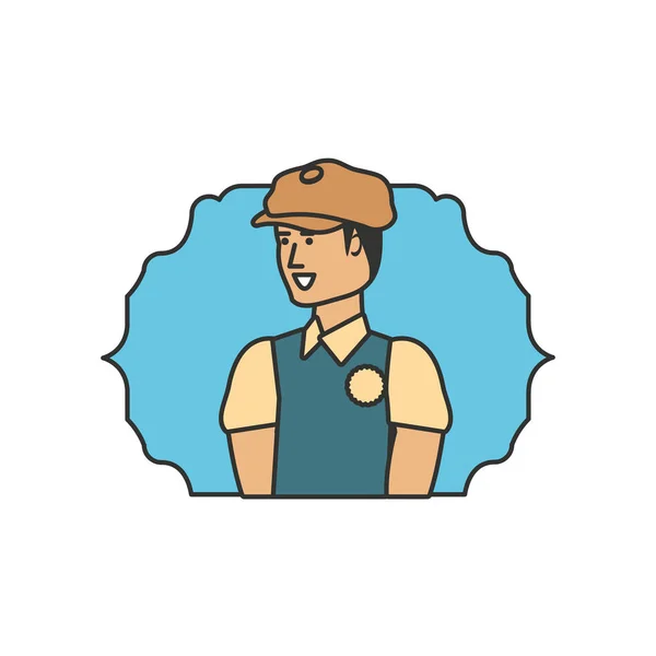 Sello con carácter avatar golfista — Vector de stock