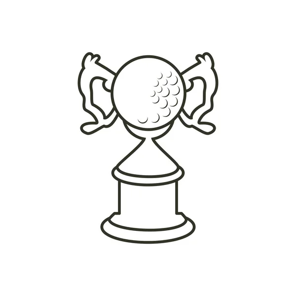 Trofeo con pallina da golf icona isolata — Vettoriale Stock