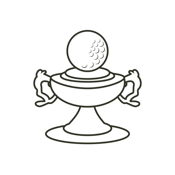 Trophy met bal golf geïsoleerde pictogram — Stockvector