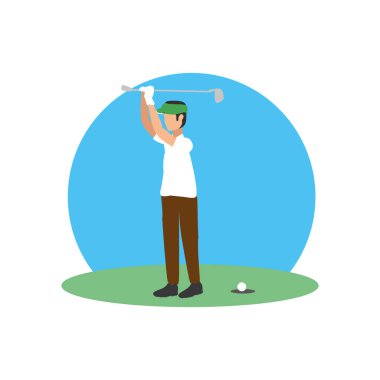 Golf golf alanı ve sopa ile