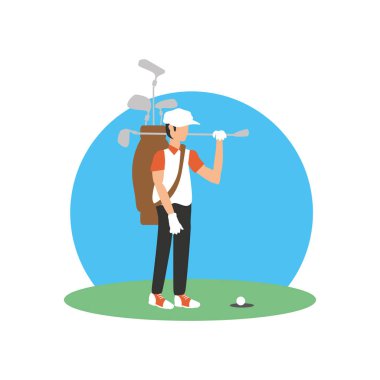 Golf golf alanı ve sopa ile